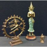 A late 19th century bronze figure, Kali dancing, stepped shaped base, 21.5cm high; miniature