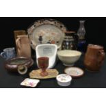 Ceramics - a 19th century Ridgways ironstone oval meat platter; studio pottery bowl, vase etc;