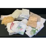 Textiles - 19th century and later linen table cloths crochet work embroidered clothes etc quantity