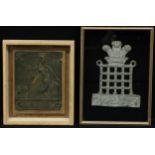 A 19th century fire mark, County, embossed with a portrait of Britannia, 22cm x 17cm; another,