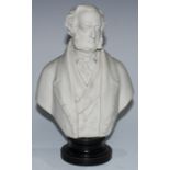 A Copeland parian ware portrait bust, of Count d'Orsay, circular base, titled and impressed mark