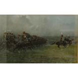 Gilbert Joseph Holiday (1879 - 1937), after, The Charge, print, 25cm x 40cm, framed, 48cm x 62cm