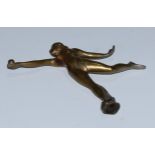 Automobilia - an Art Deco bronze car mascot or hood ornament, Eve, scantily clad, holding forth an