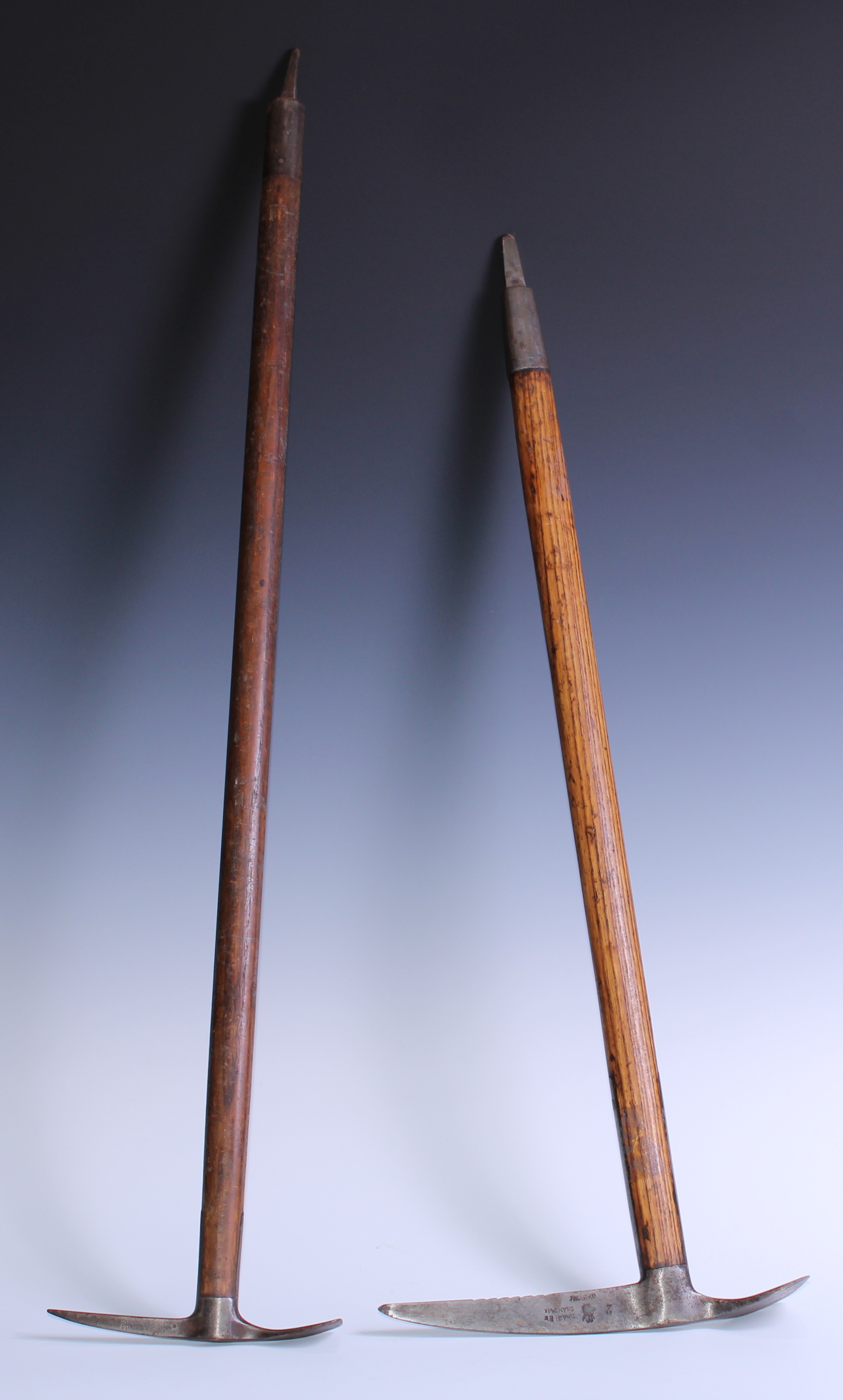 Mountaineering - an early 20th century ice pick, 28cm steel head stamped Charlet, Chamonix, Special,