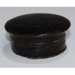 A 19th century novelty travelling inkwell, as a sailor's or officers cap, leather covered, hinged