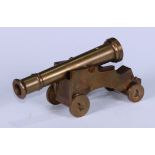 A scratch-built brass desk cannon, 19.5cm long