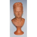 A 19th century terracotta portrait bust, of a lady of rank, possibly royal, by J.M. Mohr, signed and