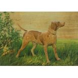 Interior Decoration - a 19th century embossed picture, polychrome printed with a foxhound in a
