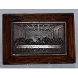 A 19th century brown patinated plaque, in relief after Leonardo da Vinci with The Last Supper, at