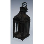 A toleware candle lantern, loop handle, 34cm high