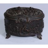 A 19th century Renaissance Revival electro-type oval casket, in relief with figures hunting and