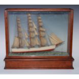 Martime and Marine Interest - an early 20th century scratch-built model ship, the three-masted