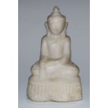 A Burmese marble Buddha, seated in Bhumisparsha mudra, lotus base, 16.5cm high