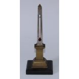 A 19th century Grand Tour obelisk desk thermometer, as Cleopatra's Needle, square black marble base,