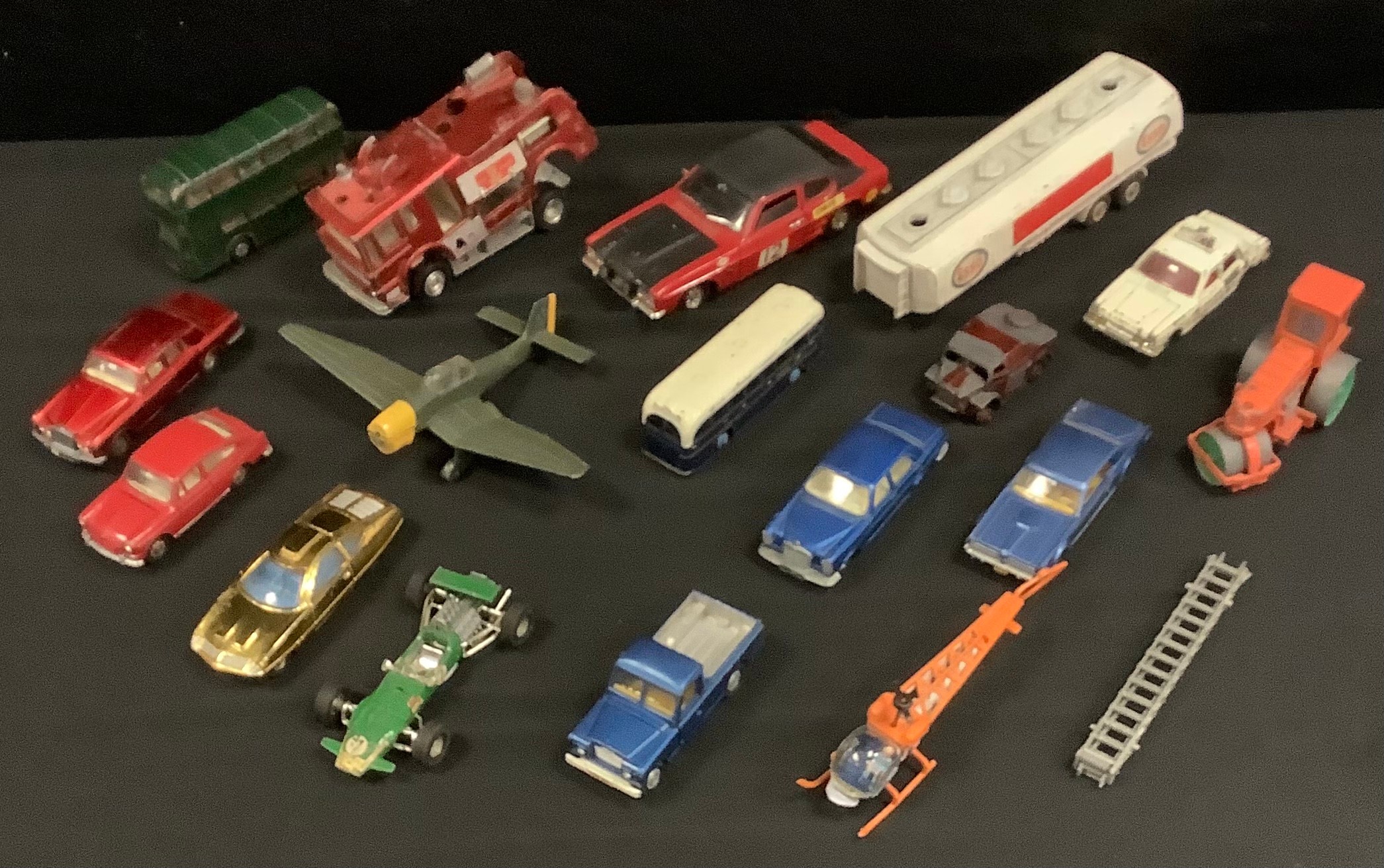 Dinky Toys - Diecast vehicles, Ed Strakers Car, gold, blue interior, cast hubs; Ford Mercury Cougar,
