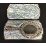 A Victorian silver hand mirror, pierced open cast floral frame, Frederick James Wiltshire, London
