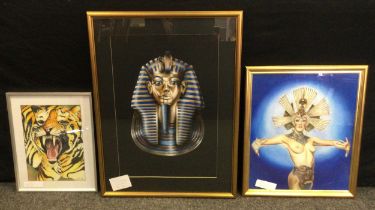 Sarah Millward (Wirksworth Artist) Tutankhamen signed, 69cm x 48cm; another, Molin Rouge Dancer, ,