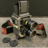 A Mamiya C220 Professional TLR Camera, serial No B109422, Mamiya-Sekor Super 180mm 1:45 lens.