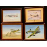 David Beswick, a trio of aircraft paintings, City of Lincoln Lancaster Bomber, Bi-Plane over the