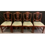 A set of four early nineteenth century style reproduction wheatsheaf back dining chairs, (4).