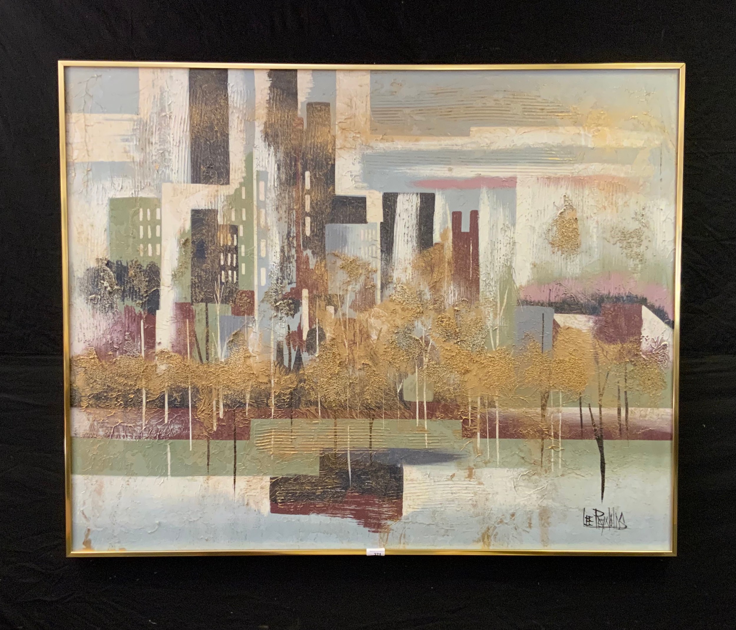 Lee Reynolds Burr (American 1936-2017), Abstract Impressionist Autumn City View, No 132150,