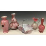 A Murano type Venetian Glass double-gourd vase, pink, and silver-leaf fleck glass, 21cm tall;