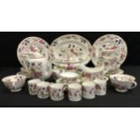 A Coalport San Remo dinner service, for six, comprising soup bowls, dinner plates, tureens, coffee