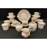 Royal Crown Derby - a set of eight Prince Consort pattern cups and saucers; Royal Antoinette bread