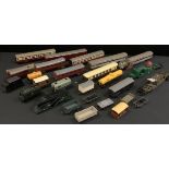Tri-ang OO gauge - a four arm missile launcher wagon, others Search light, passenger carriages,