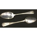 A pair of William IV silver serving spoons, William Eaton, London 1837, 4.57oz (2)