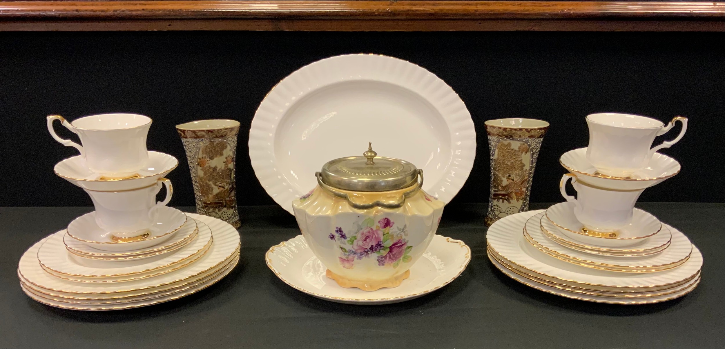 Ceramics - a Royal Albert Val D'or pattern tea set for four; George Jones jar etc.