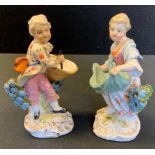 A Pair of Berlin Porcelain figures, each bearing 'AR' mark to base, 11.5cm tall, (2).