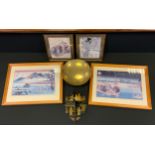 A Japanese lacquer folding shelf, decorated with traditional figures in landscapes, shaped back