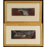 Margaret McLellan (b. 1952) A pair, Abstract Landscapes attributed to verso, mixed medium, 10cm x