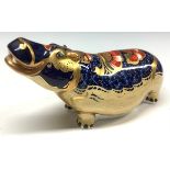 A Royal Crown Derby paperweight, Hippopotamus, exclusive gold signature edition, limited edition