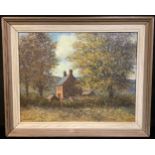 Vincent Plant Country Scene with wooded cottage signed, oil, 34cm x 44cm