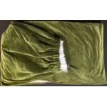 Textiles - a single large green velvet curtain, interlined