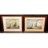 Don Meek (Leicestershire artist) A pair, Choppy Seas signed, oils on board, 23cm x 35cm