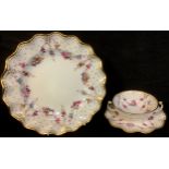 A Royal Crown Derby Royal Antoinette pattern shaped circular plate, 26cm, second quality; a Royal