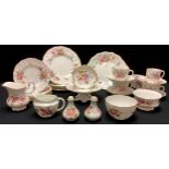 A Royal Crown Derby Posie pattern part tea set, comprising tea cups and saucers, tea plates, small