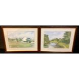 Digby Paige A Pair Dalbury Leas and Lathkill Dale signed, watercolours, 22cm x 32cm