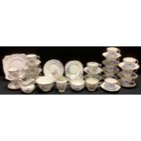 A Payne and Sons, Southampton Hollyhock pattern part tea service, comprising five cups, six saucers,