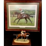 Horse Racing - Dancing Brave and Pat Eddery, a Border Fine Arts model, by McGeenty, limited edition,