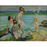 Modernist School The Beach oil on canvas, 33.5cm x 44cm