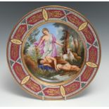 A Vienna circular cabinet plate, Diane et Endymion within tooled gilt banded border, the rim with