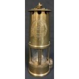 A brass miner's lamp, Eccles, Protector Type 6, B/28