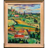 Di Morris, View from Montreal, France, signed, dated '59, oil on canvas, 61cm x 50cm. Provenance: