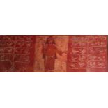 A mid 20th century Indian Batik, 52cm x 141cm. Provenance: collection label to verso