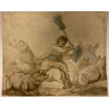 Henry William Bunbury (1750-1811), 'The Pig's Break for Freedom!', signed with initials,