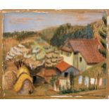 Elizabeth Spurr, 'Farm in Provence', signed, gouache, 50cm x 60.5cm. Provenance: collection label to